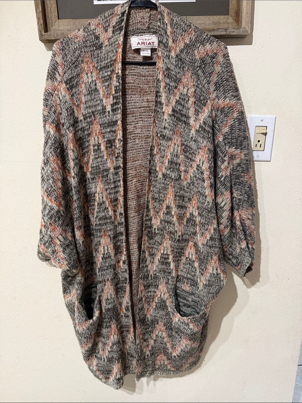 Ariat Southwestern Aztec Cardigan Sweater Wool Blend Oversized Boho Western